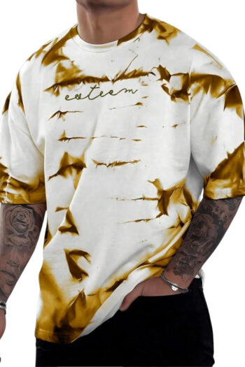 Cavora Tie-Dye “Esteem” Tee – White & Brown