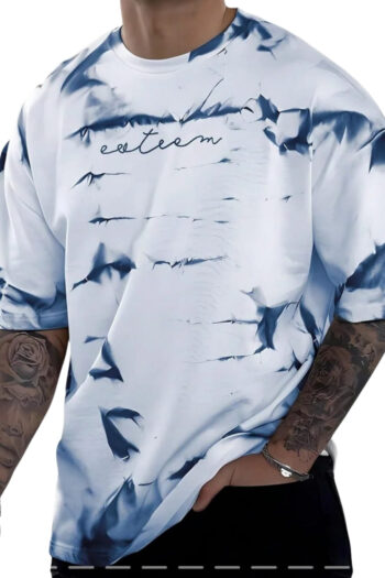 Cavora Tie-Dye “Esteem” Tee – White & Blue