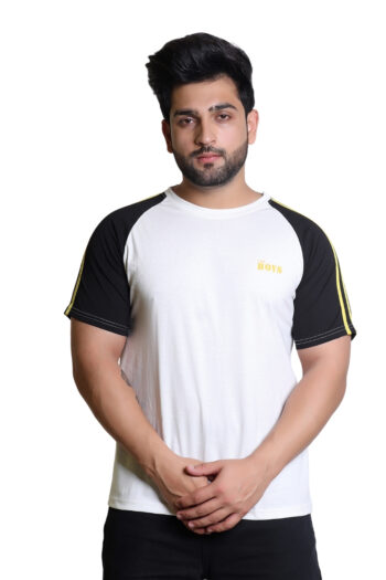 Cavora Raglan Contrast Tee – White & Black