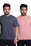 Cavora Blush & Slate Pocket Tee Combo – Textured Popcorn Series