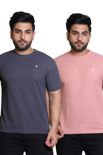 Cavora Blush & Slate Pocket Tee Combo – Textured Popcorn Series