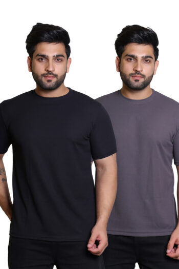 Cavora Midnight Black & Charcoal Popcorn Tees – Dual Solid Combo
