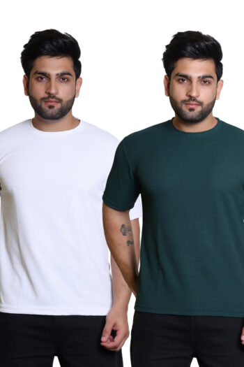 Cavora Forest Green & Frost White Popcorn Tees – Dual Solid Combo