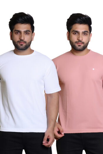 Cavora Frost White & Blush Pink Popcorn Tees – Soft Contrast Combo