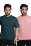 Cavora Evergreen & Rose Popcorn Tee Combo – Button Accent Edition
