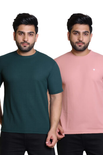 Cavora Evergreen & Rose Popcorn Tee Combo – Button Accent Edition
